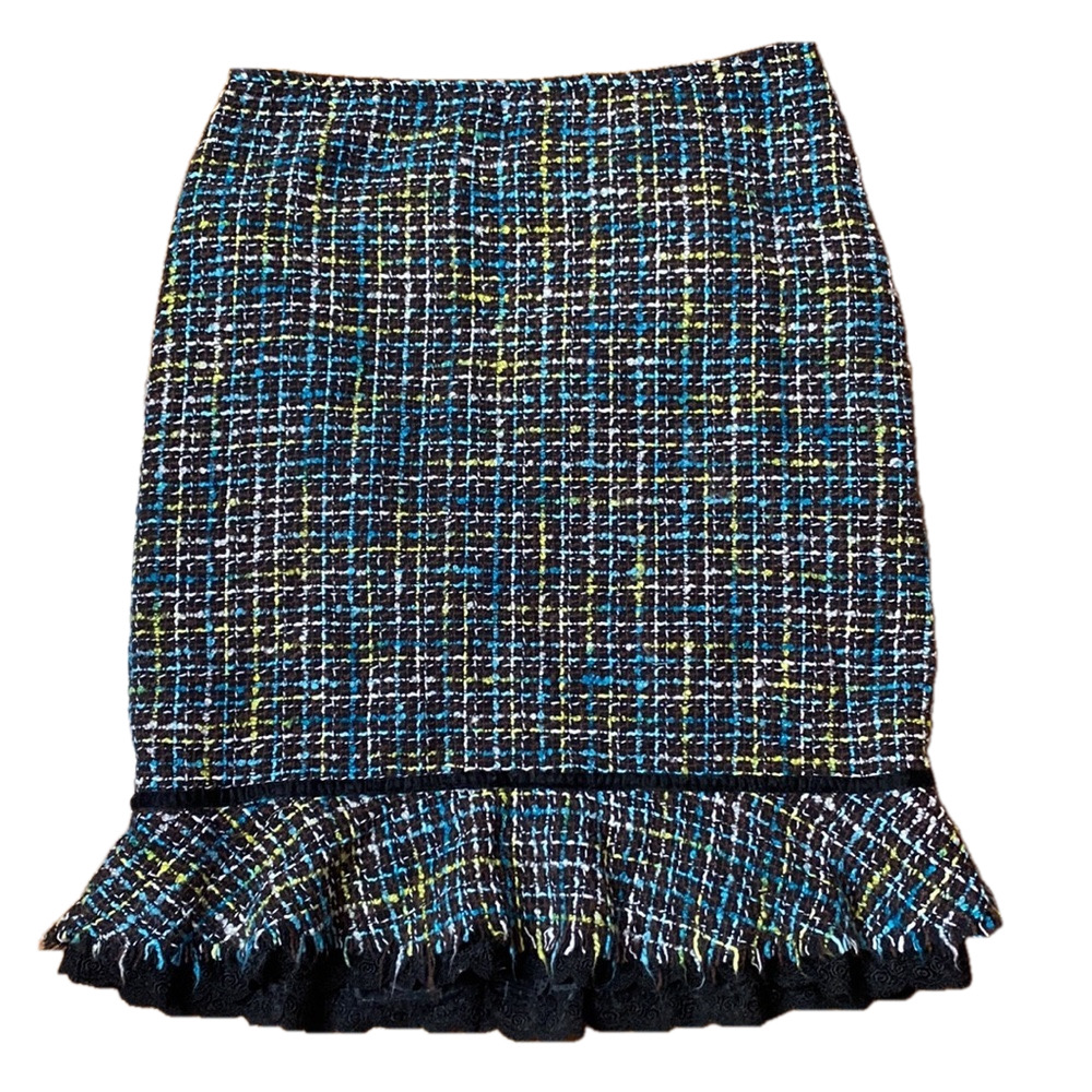 🌷Morina🌷  Vintage Multicoloured Black Lace Trim Skirt